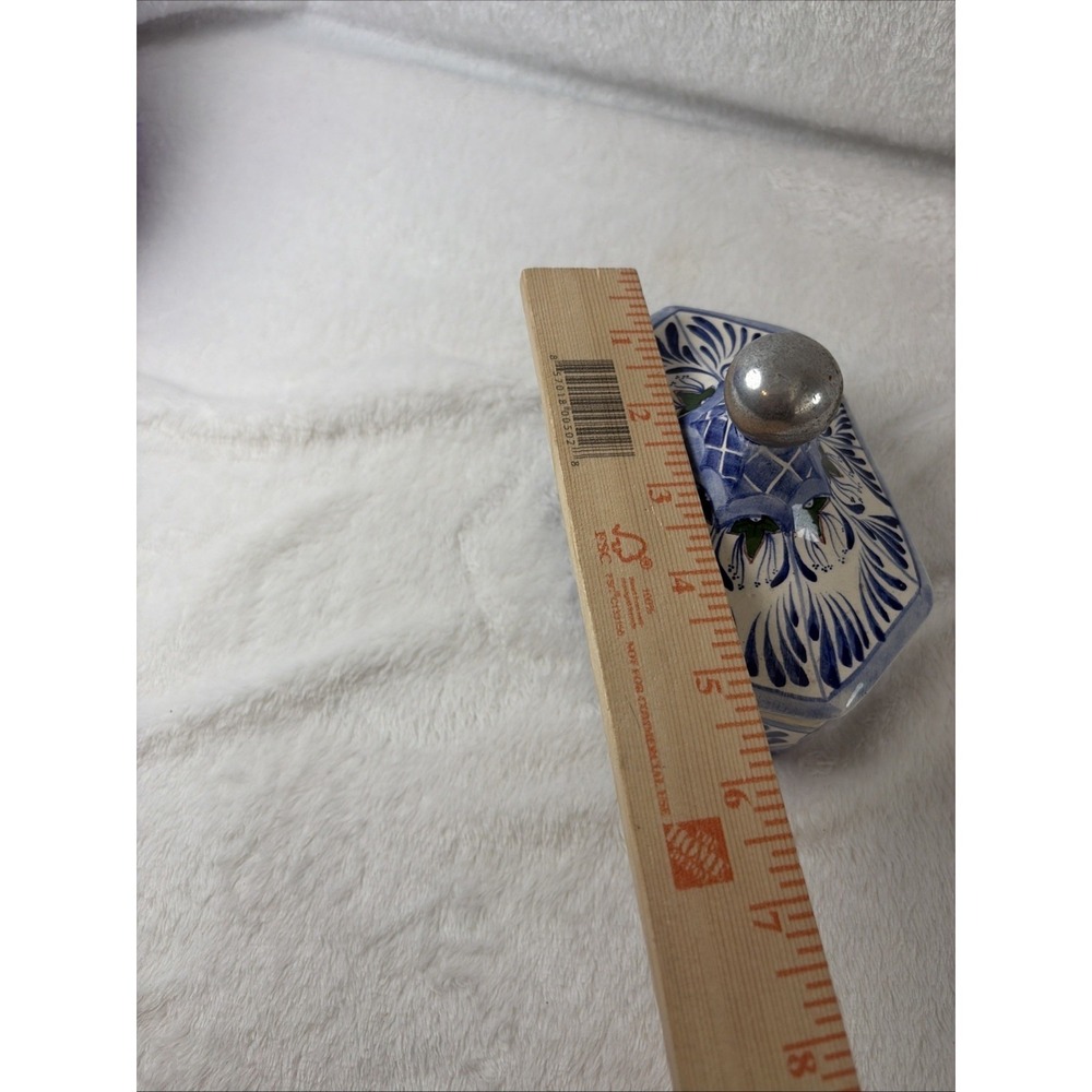 Vintage 90s Mexican Talavera Hexagonal Ceramic Trinket Box Lidded Jewelry Dish - Picture 13 of 15